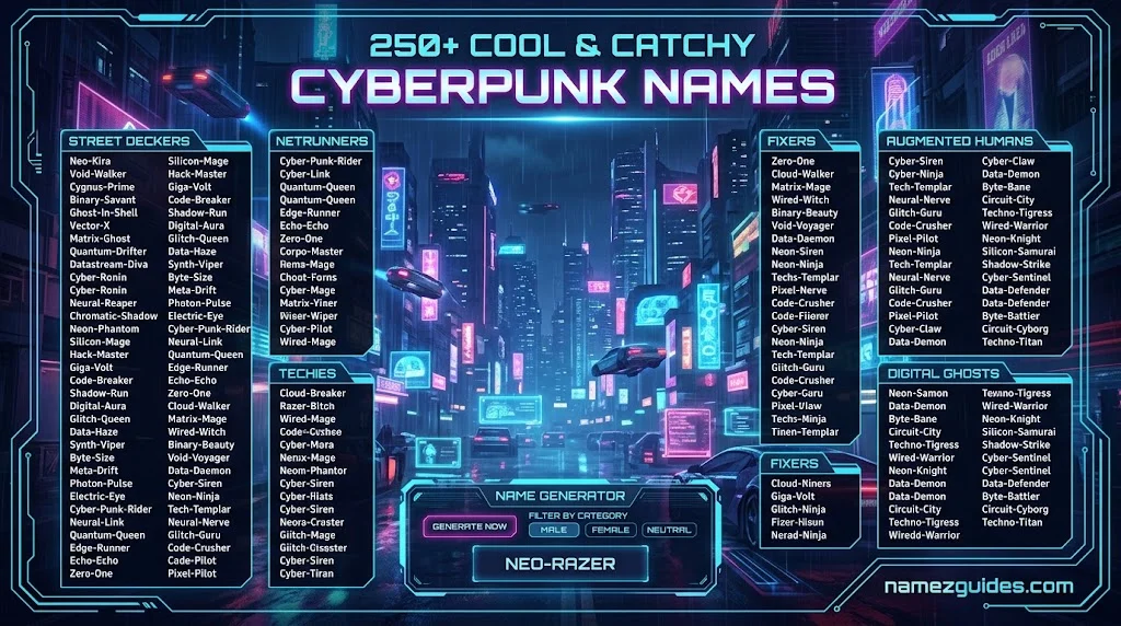 Cool And Catchy Cyberpunk Names With Name Generator