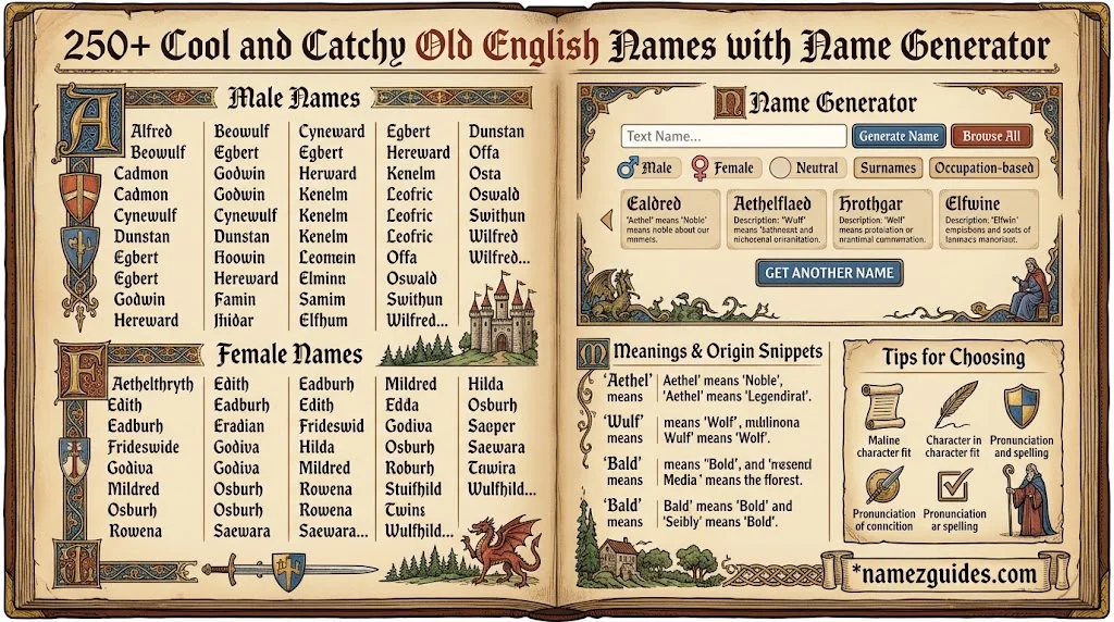 Cool And Catchy Old English Names With Name Generator