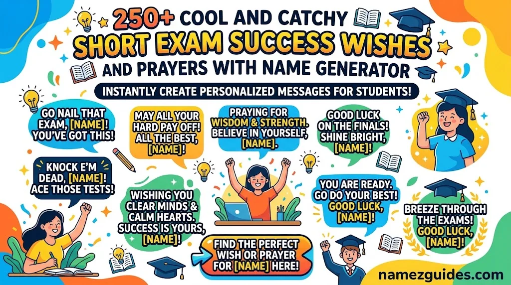 Cool And Catchy Short Exam Success Wishes And Prayers With Name Generator