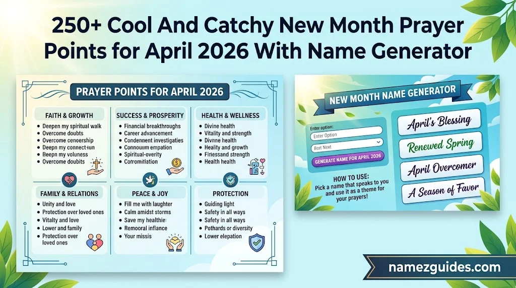 Cool And Catchy New Month Prayer Points for April 2026 With Name Generator
